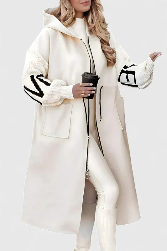 Women's hooded coat with flattering silhouette – White
