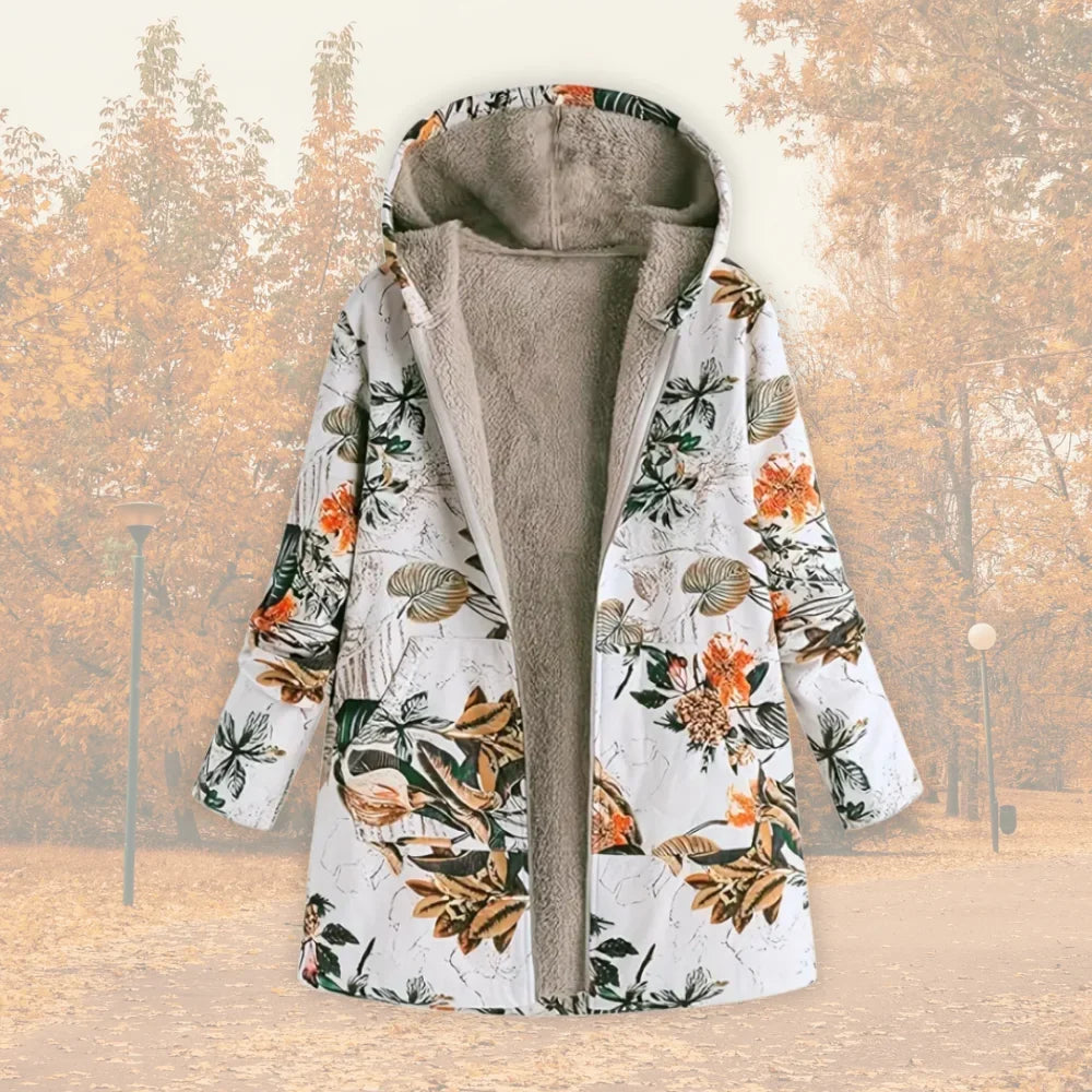 Women's floral zip-up hood jacket with reversible print