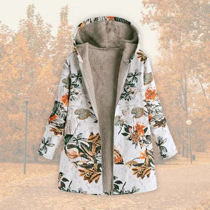 Women's floral zip-up hood jacket with reversible print