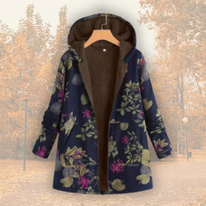 Women's floral zip-up hood jacket with reversible print