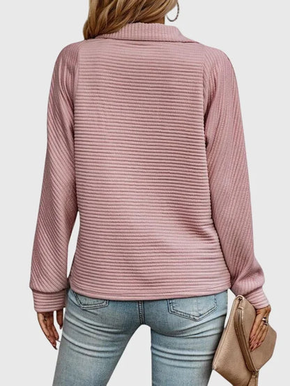 Women's V-neck knit jumper with zipper detail