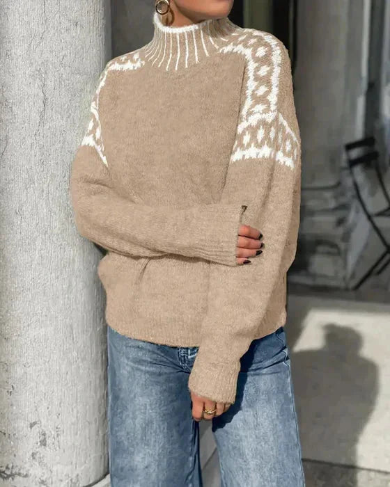 Women's waffle-knit jumper with brushed interior