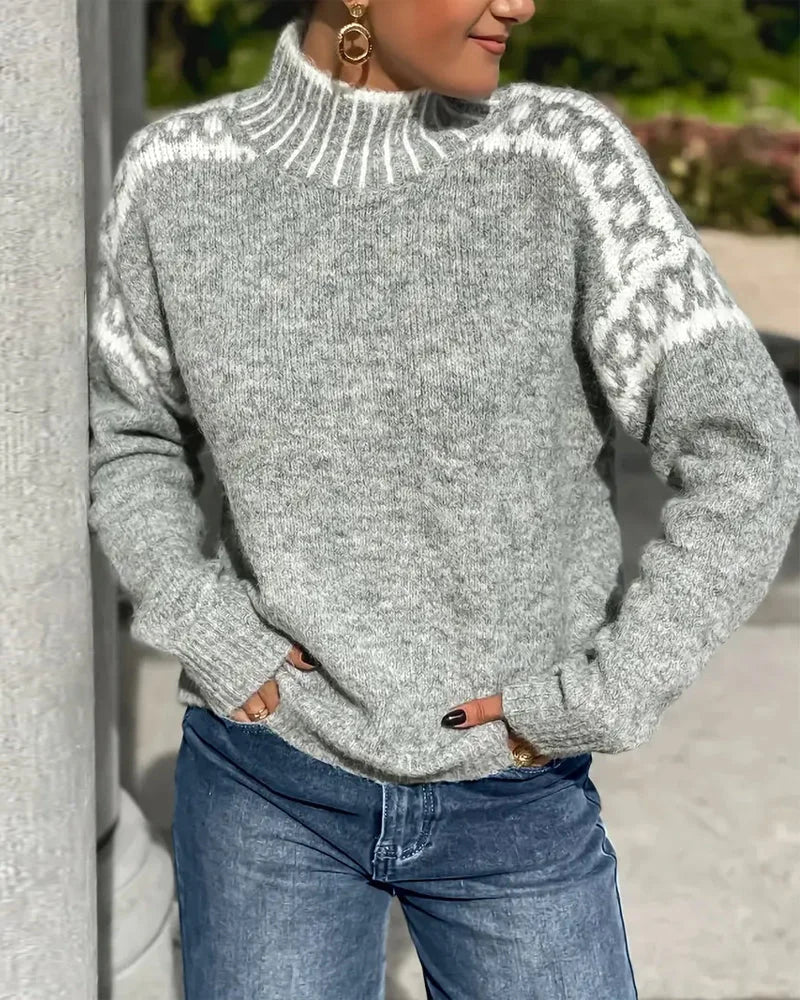 Women's waffle-knit jumper with brushed interior – Grey