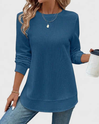 Women's round-neck long-sleeve top with soft knit finish