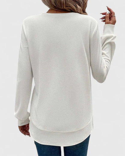 Women's round-neck long-sleeve top with soft knit finish
