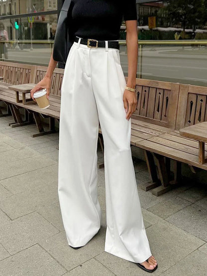 Women's wide-leg pants with tailored silhouette – White