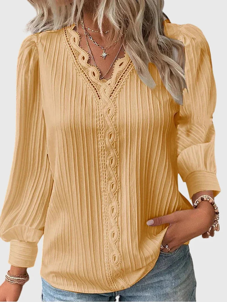 Women's classic pullover blouse with tailored fit – Yellow