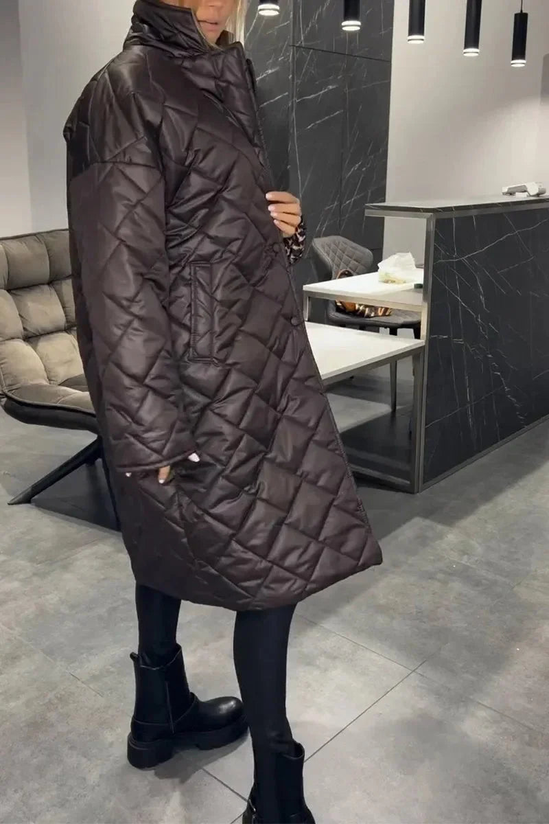 Women's reversible quilted coat with leopard-print lining