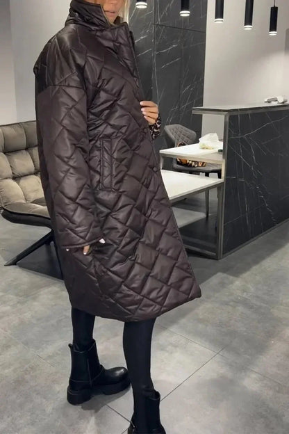 Women's reversible quilted coat with leopard-print lining