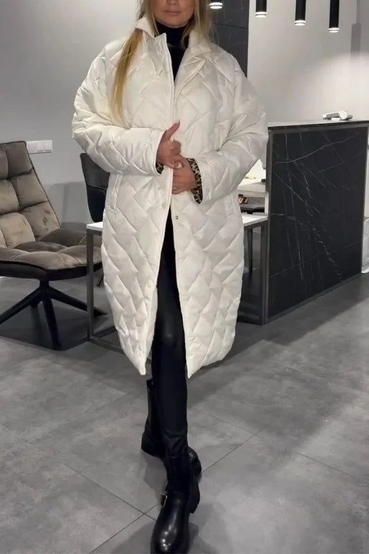 Women's reversible quilted coat with leopard-print lining – White