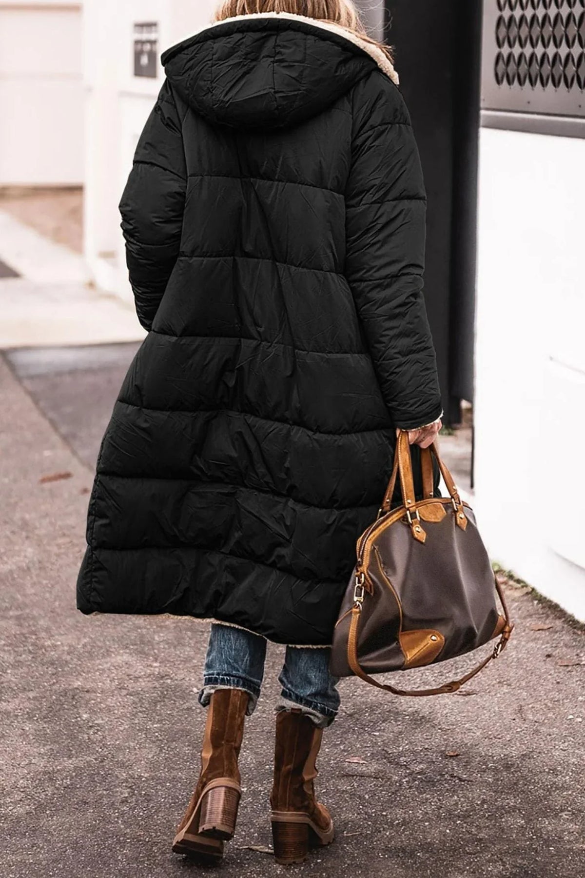 Women's reversible long coat with two-in-one styling