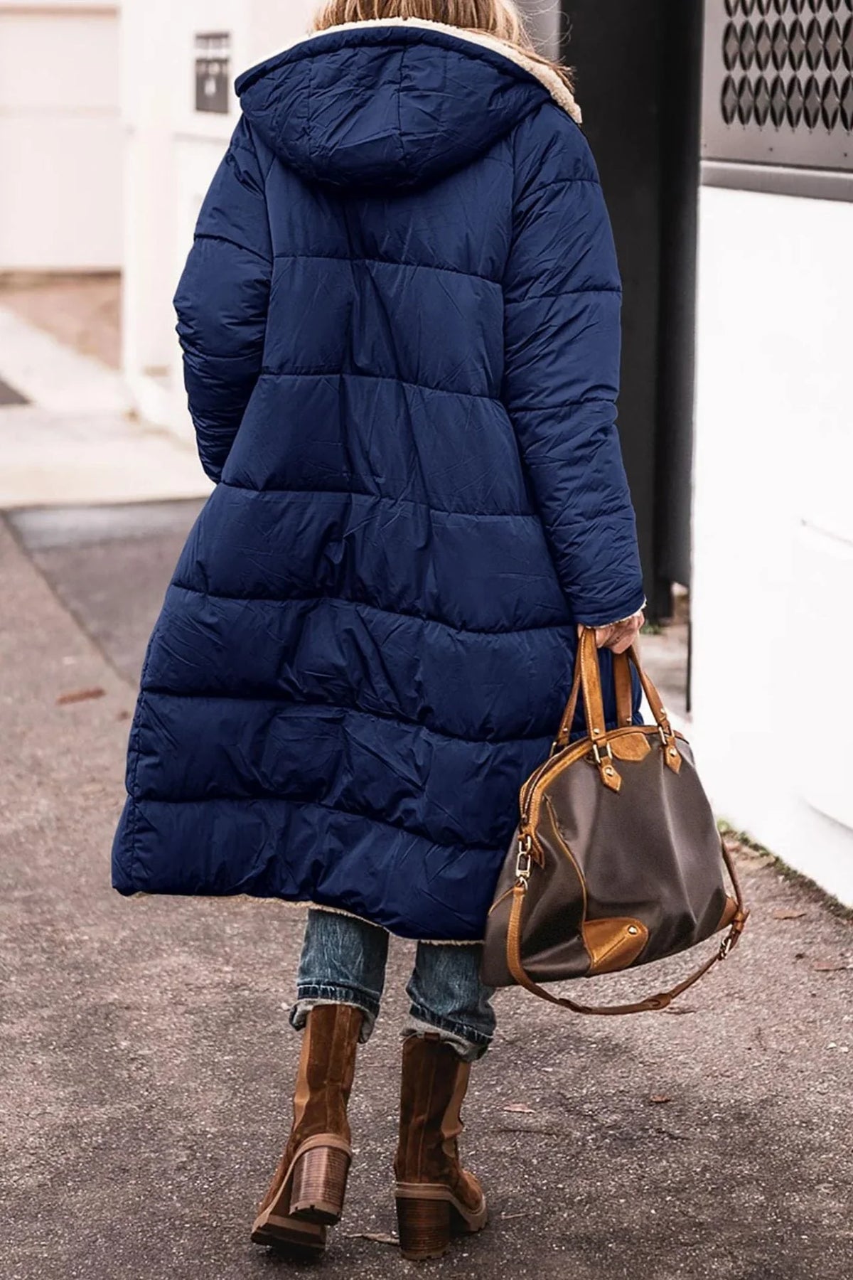 Women's reversible long coat with two-in-one styling