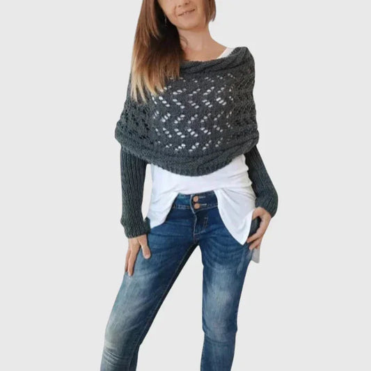 Women's knit jumper with open-weave pattern
