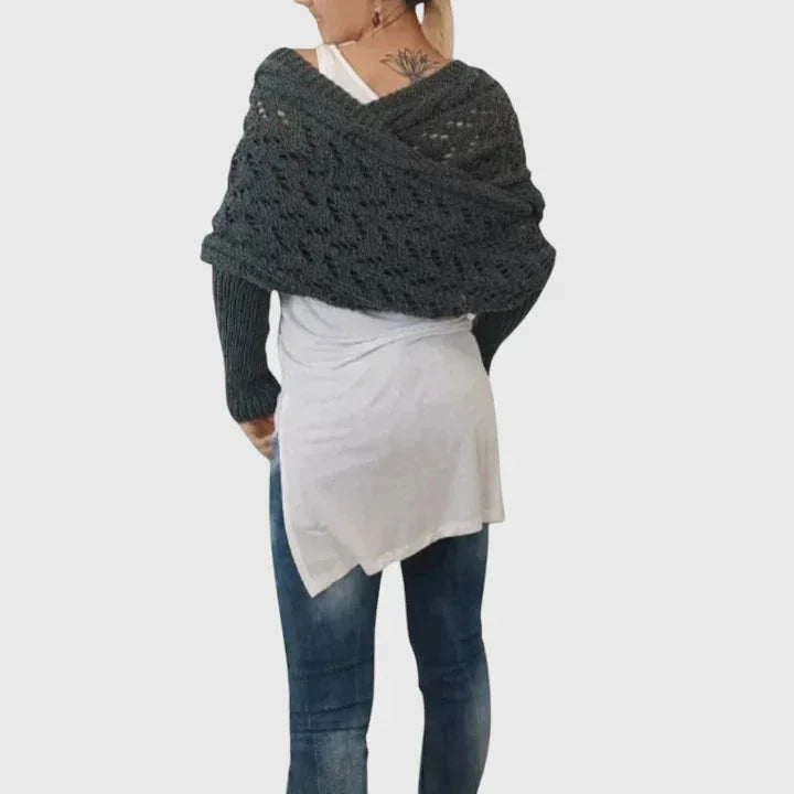 Women's knit jumper with open-weave pattern