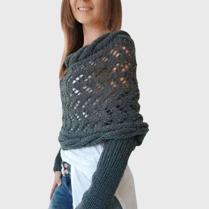 Women's knit jumper with open-weave pattern