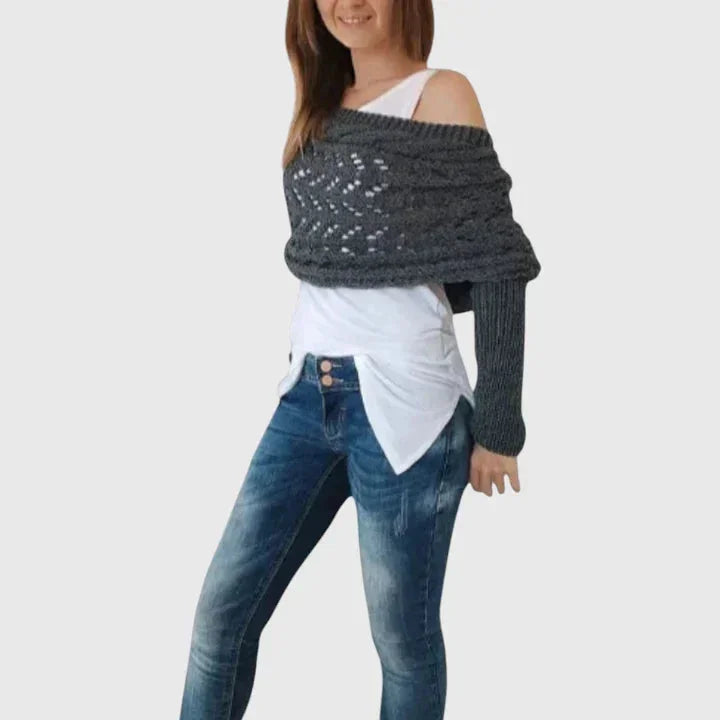 Women's knit jumper with open-weave pattern