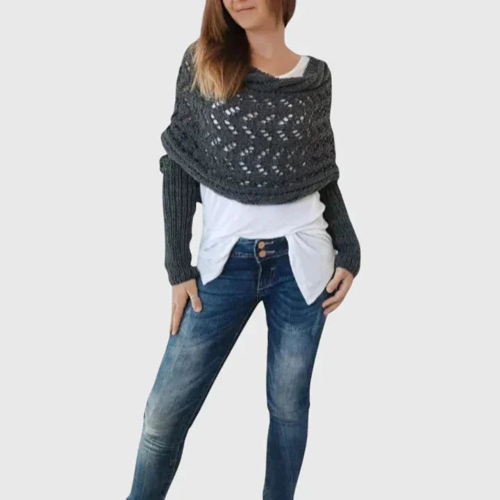 Women's knit jumper with open-weave pattern