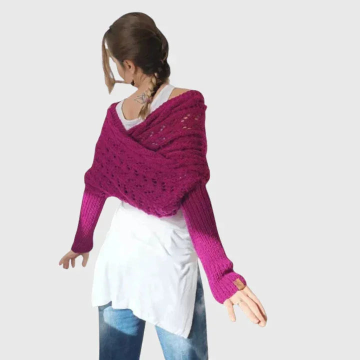 Women's knit jumper with open-weave pattern