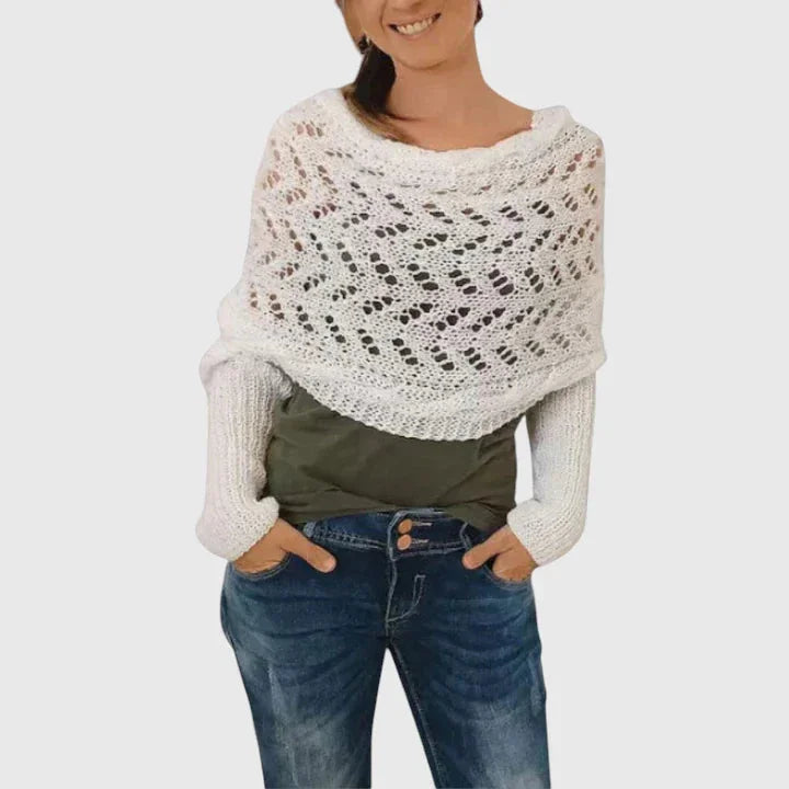 Women's knit jumper with open-weave pattern