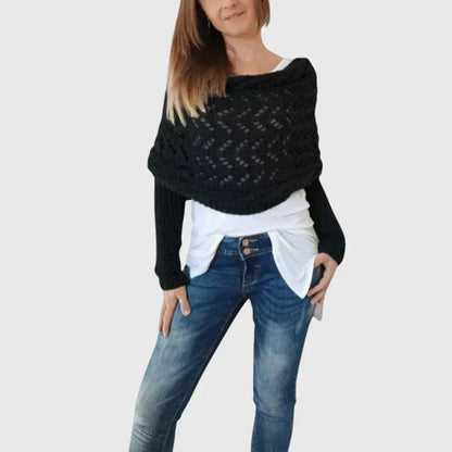 Women's knit jumper with open-weave pattern – Black