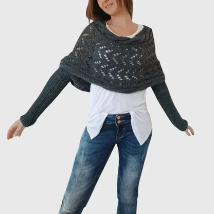 Women's knit jumper with open-weave pattern – Dark Grey
