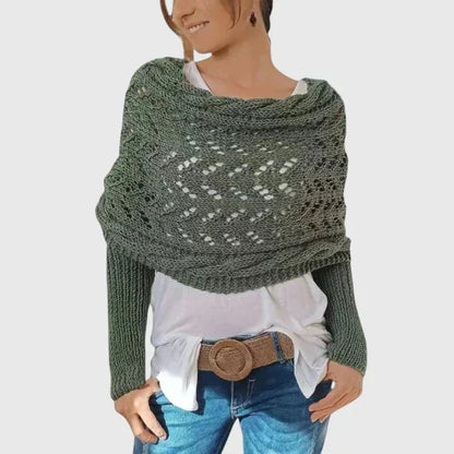 Women's knit jumper with open-weave pattern – Grey Green