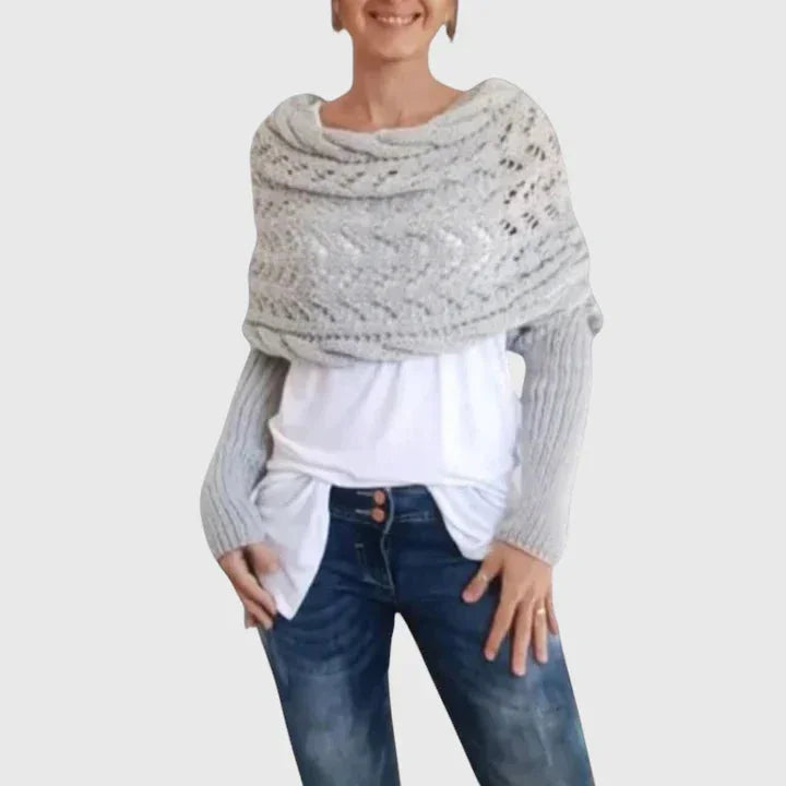 Women's knit jumper with open-weave pattern – Light Grey