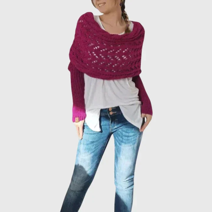 Women's knit jumper with open-weave pattern – Light Pink