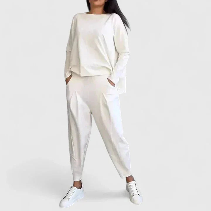 Women's long-sleeve top and trouser two-piece set