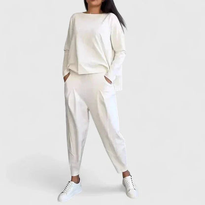 Women's long-sleeve top and trouser two-piece set