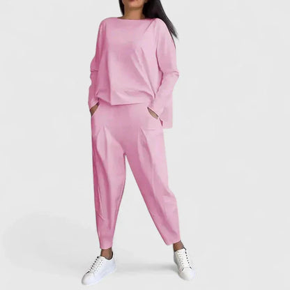 Women's long-sleeve top and trouser two-piece set