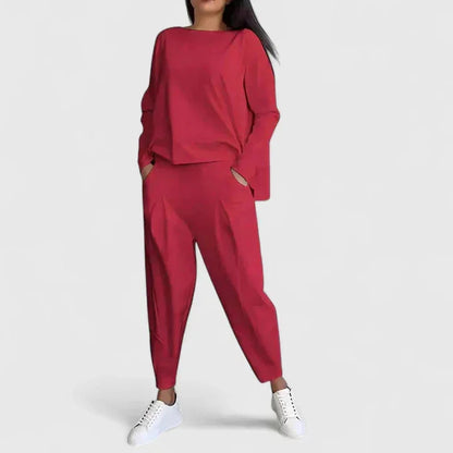 Women's long-sleeve top and trouser two-piece set