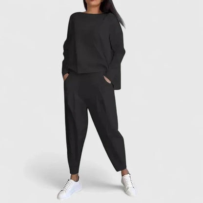 Women's long-sleeve top and trouser two-piece set