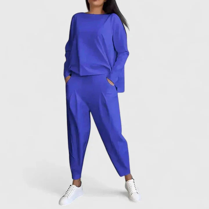 Women's long-sleeve top and trouser two-piece set