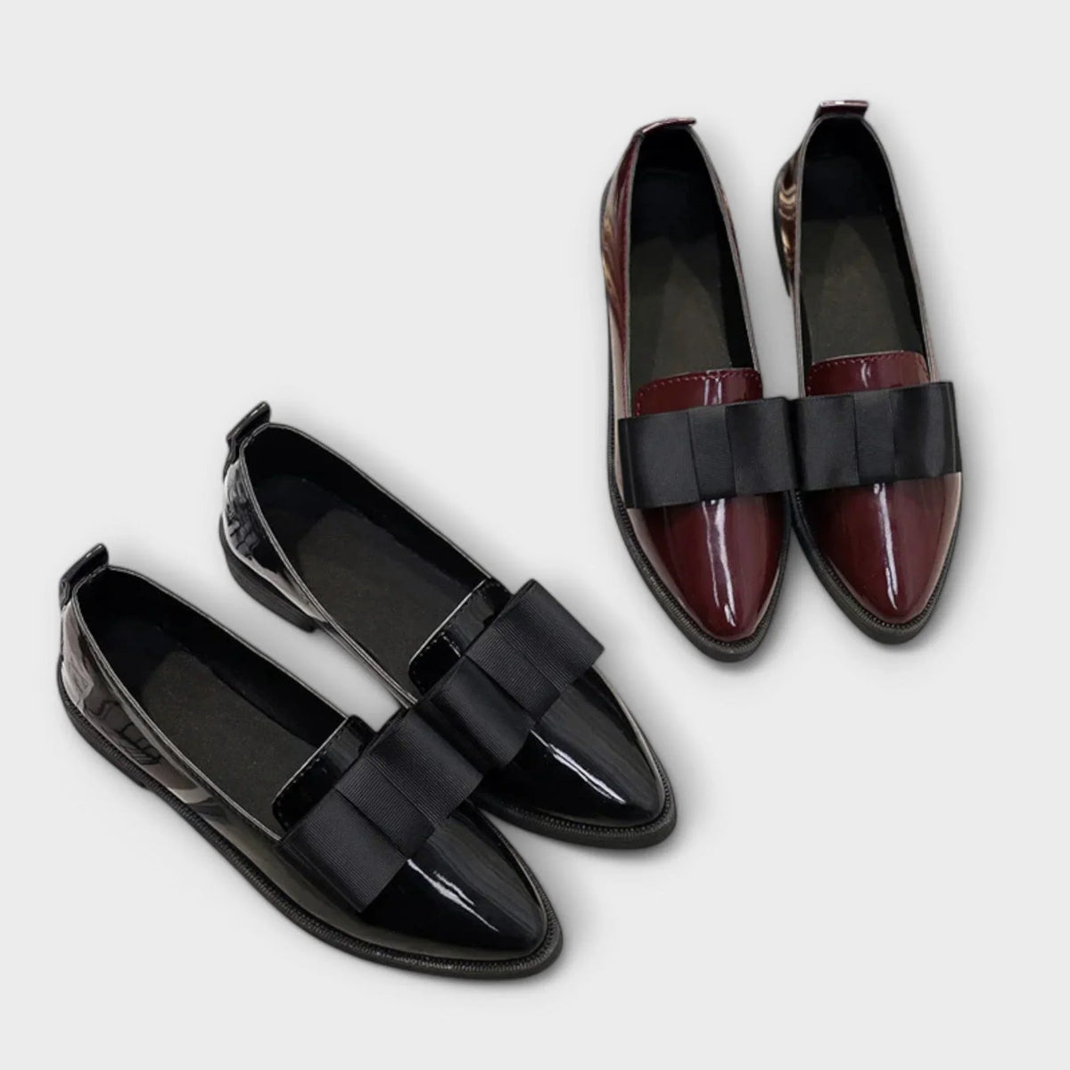 Women's faux leather loafers with bow detail
