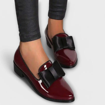 Women's faux leather loafers with bow detail