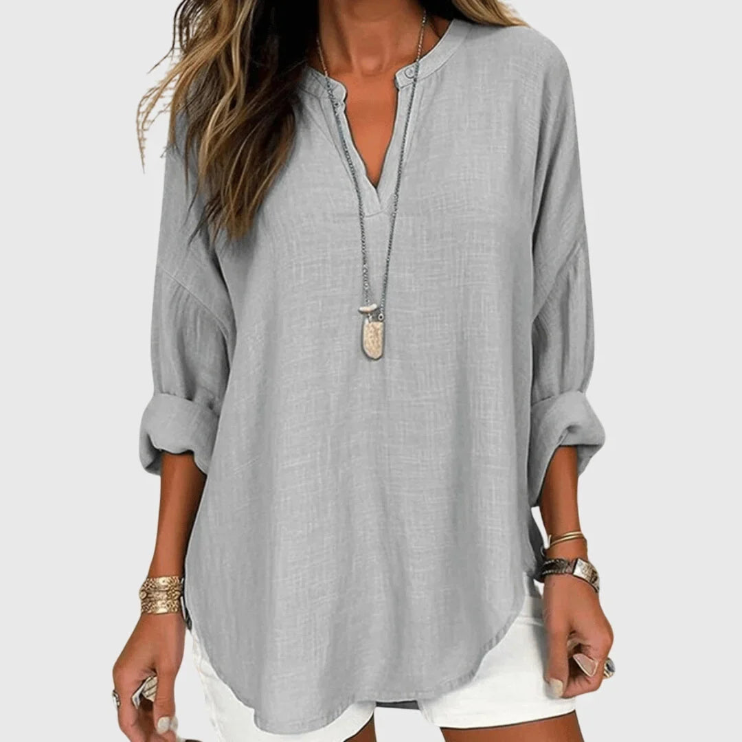 Women's flowy breathable beach shirt with relaxed fit – Gray