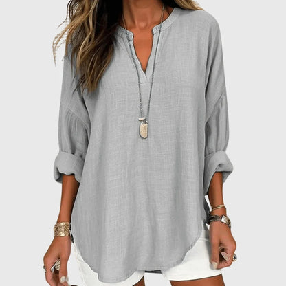 Women's flowy breathable beach shirt with relaxed fit – Gray