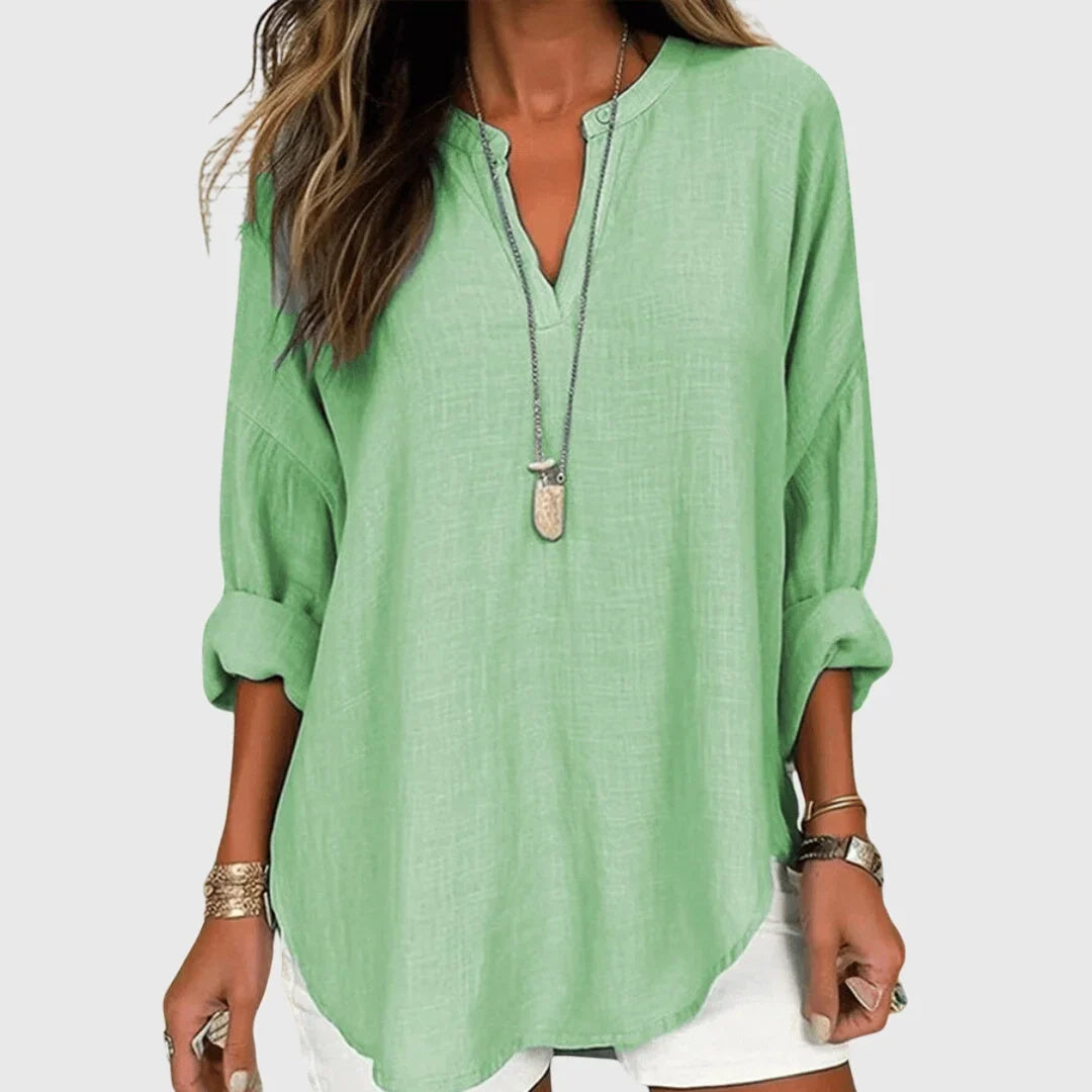 Women's flowy breathable beach shirt with relaxed fit – Green