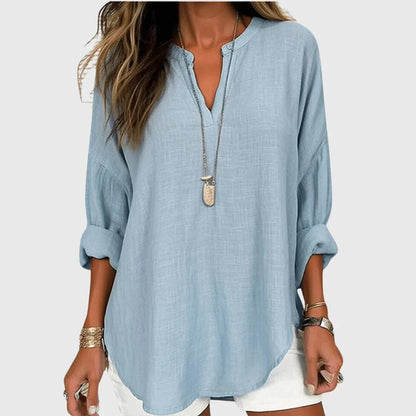 Women's flowy breathable beach shirt with relaxed fit – Light Blue