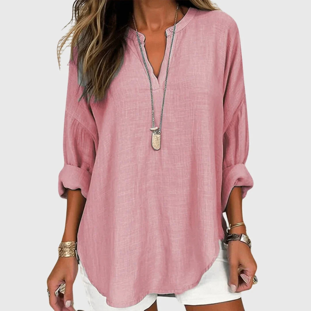 Women's flowy breathable beach shirt with relaxed fit – Pink