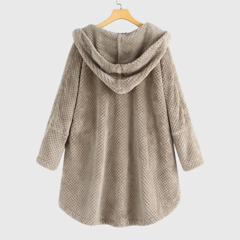 Women's reversible fleece jacket with cozy hood
