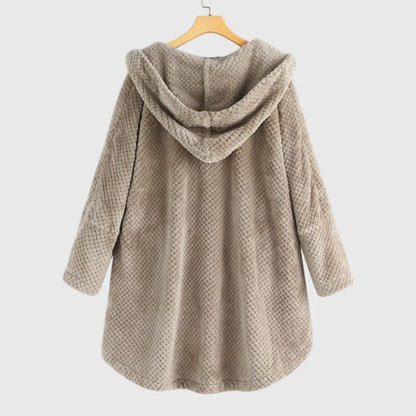 Women's reversible fleece jacket with cozy hood