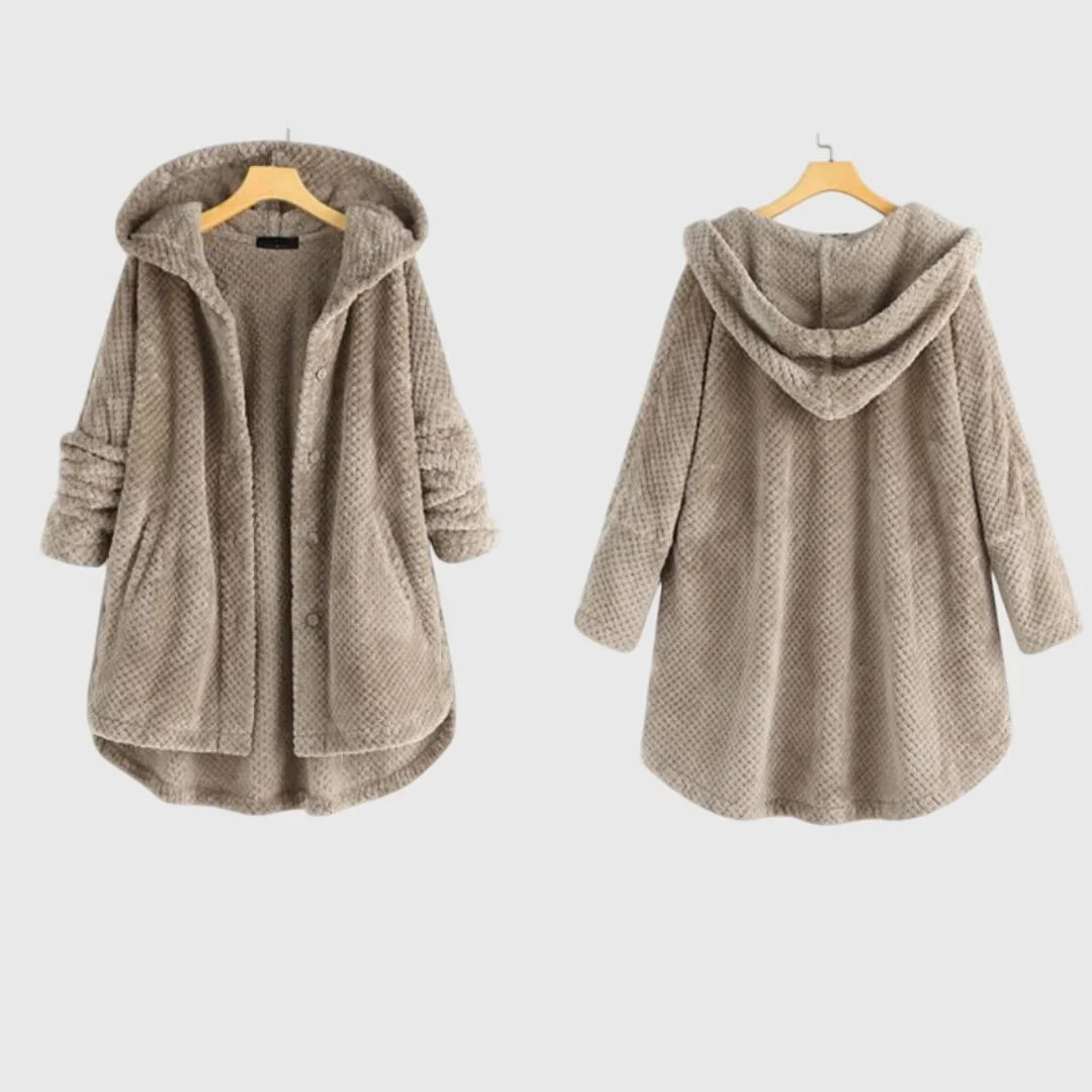 Women's reversible fleece jacket with cozy hood