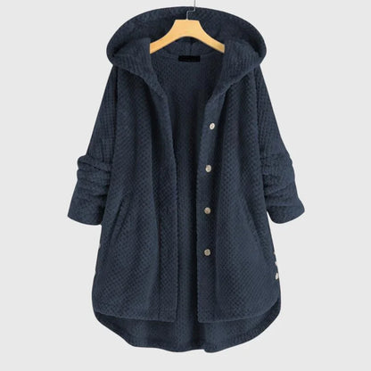 Women's reversible fleece jacket with cozy hood – Blue