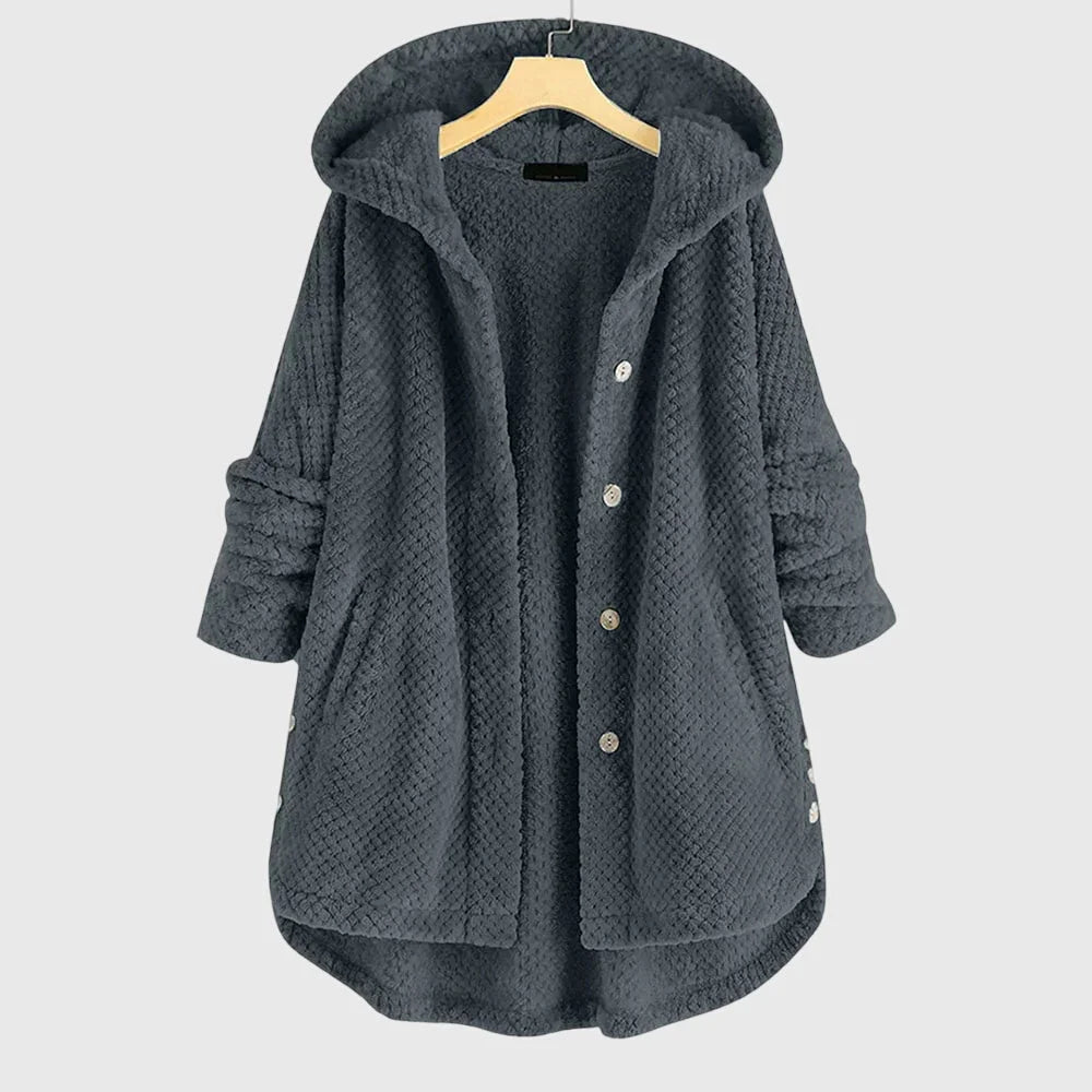 Women's reversible fleece jacket with cozy hood – Grey
