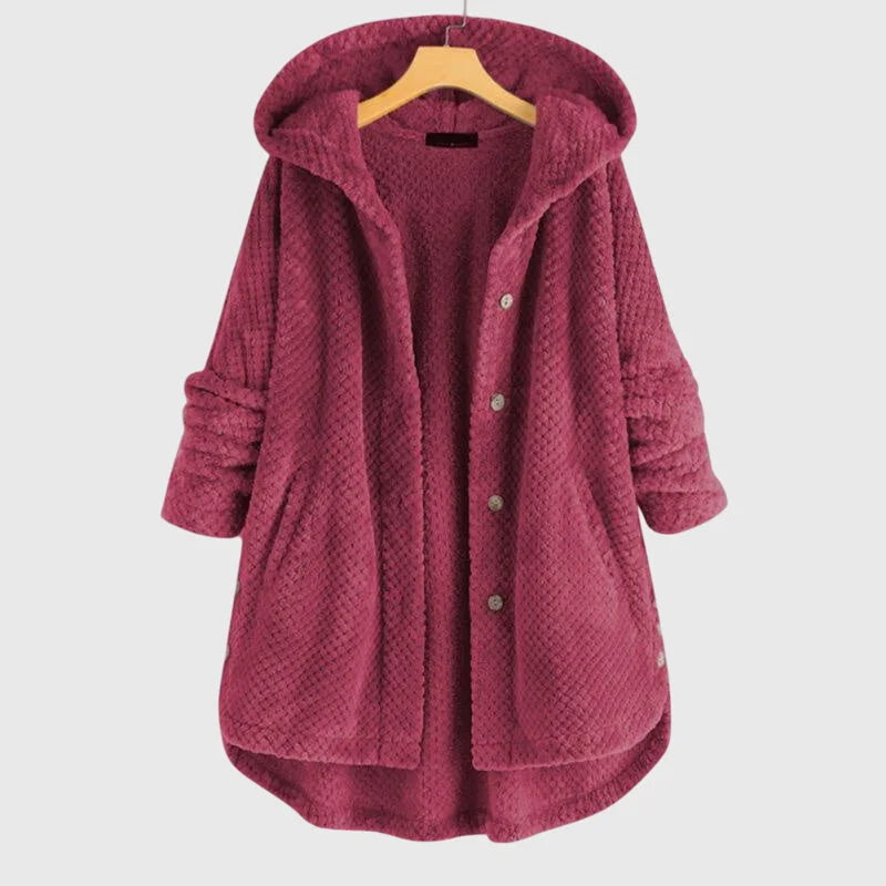 Women's reversible fleece jacket with cozy hood – Pink