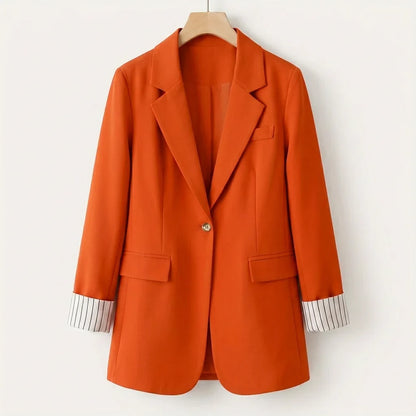 Women's tailored button-front blazer coat for the office – Orange