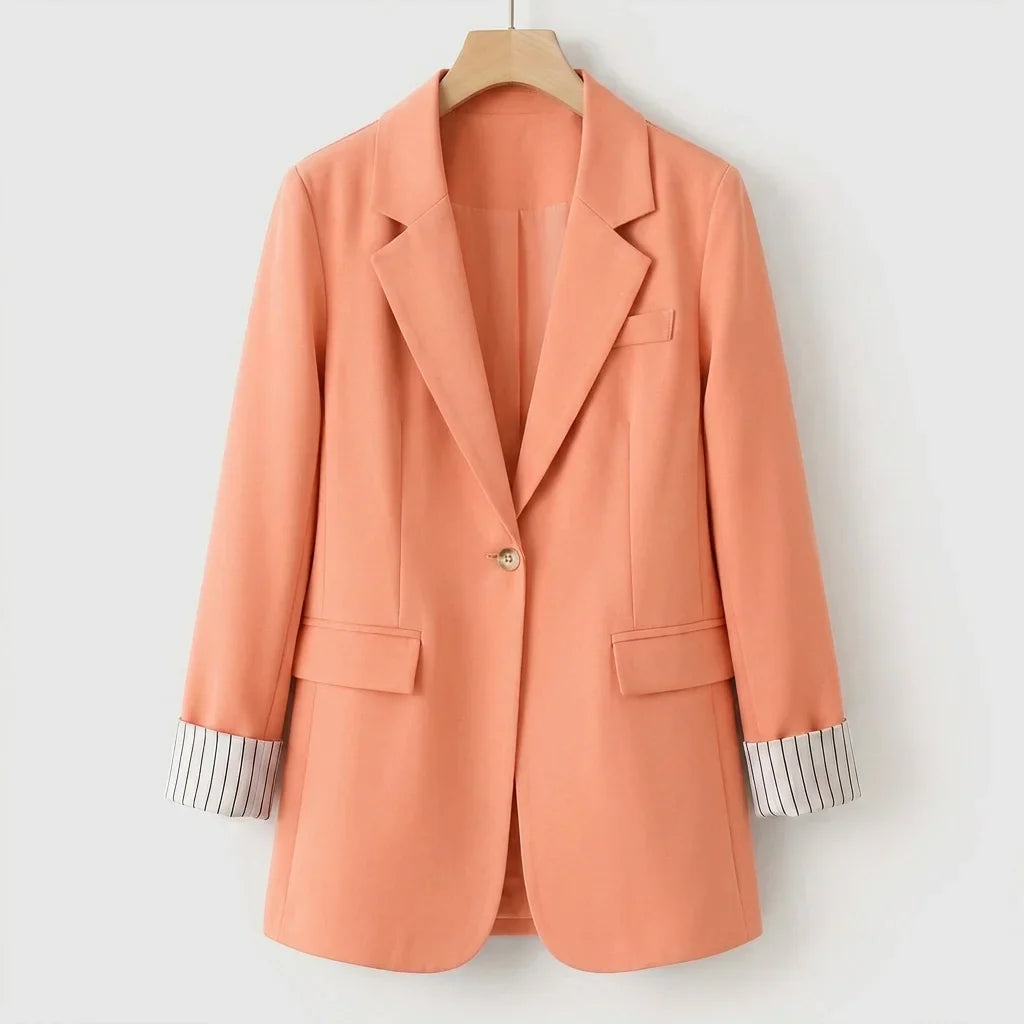 Women's tailored button-front blazer coat for the office – Pink