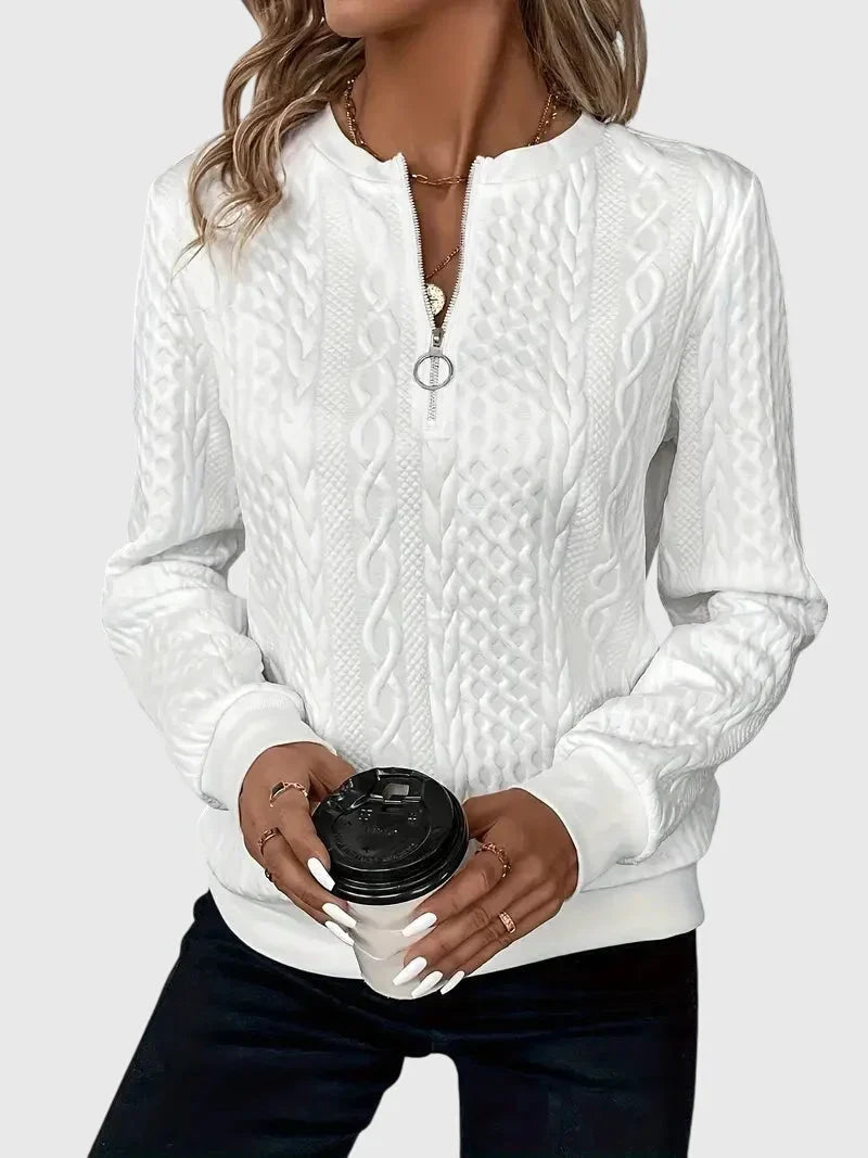 Women's knit jumper with contrast zipper detail